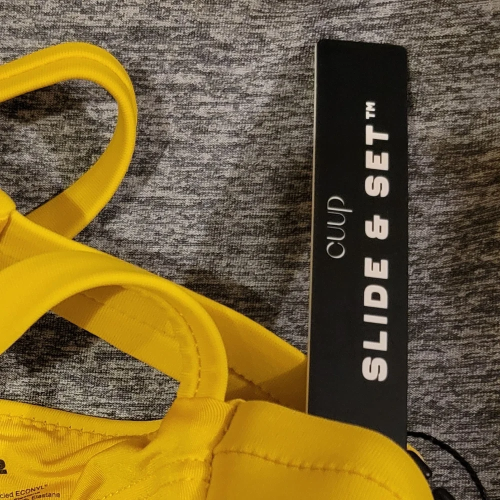 NWT CUUP The Plunge Swim Top Bikini Yellow Bamboo Slide & Set Size 2